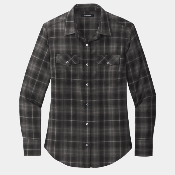 Women's Long Sleeve Ombre Plaid Shirt Thumbnail