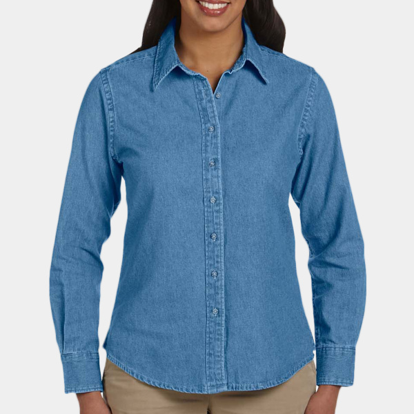 Ladies' Long-Sleeve Denim Shirt Thumbnail