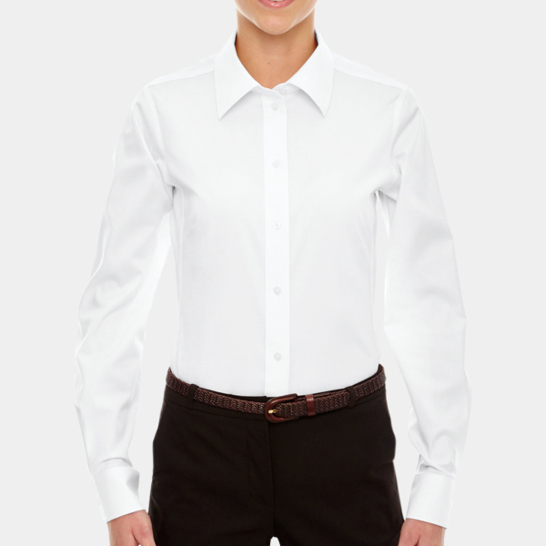 Ladies' Crown Collection® Solid Stretch Twill Woven Shirt Thumbnail