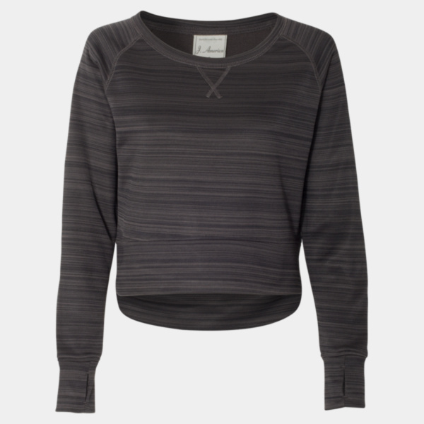 Women's Odyssey Striped Performance Fleece Hi-Low Crewneck Sweatshirt Thumbnail