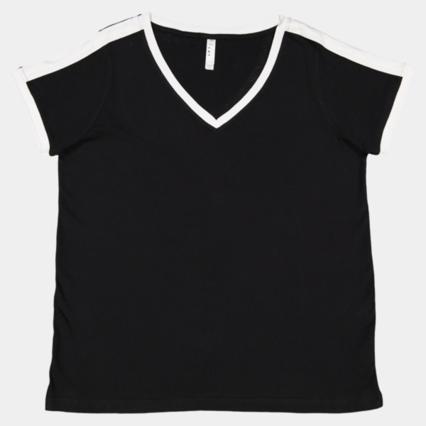 Women's Curvy Retro Ringer Premium Jersey V-Neck Tee Thumbnail