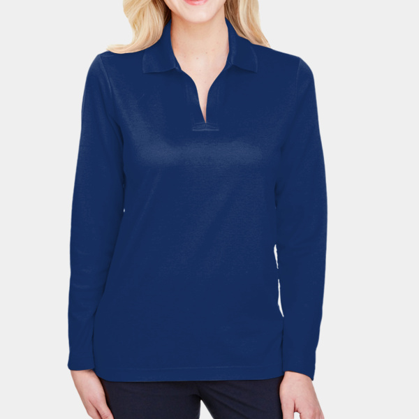 CrownLux Performance® Ladies' Plaited Long Sleeve Polo Thumbnail